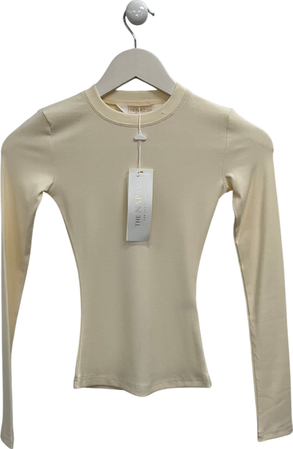 The NAP Co. Cream Pointelle Long Sleeve Top UK XS