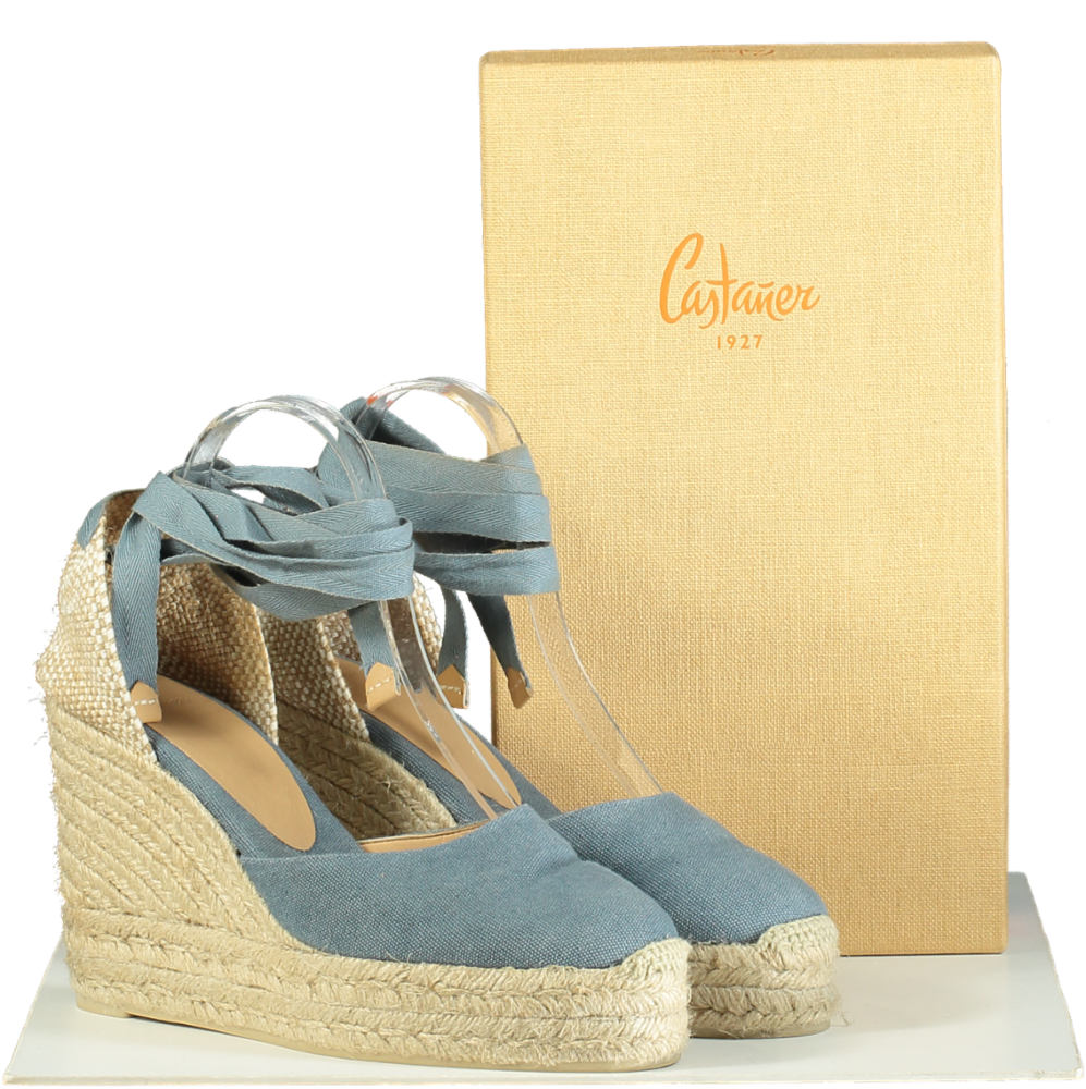 Castaner Blue Carina Espadrille Wedges UK 7