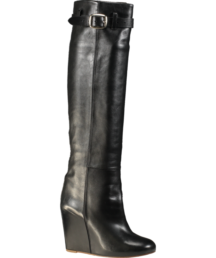 Victoria Beckham Black Sky Knee High Wedge Heel Boots UK 2 EU 35 👠