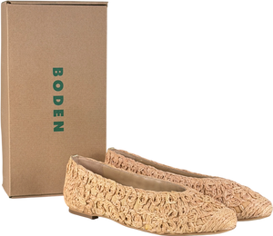 BODEN Beige High Cut Ballerina Pumps, Natural UK 8 EU 41