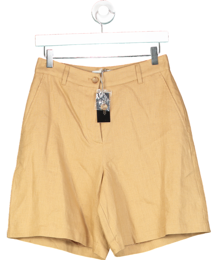 WYSE LONDON Tan Silvia Linen Blend Shorts UK 8