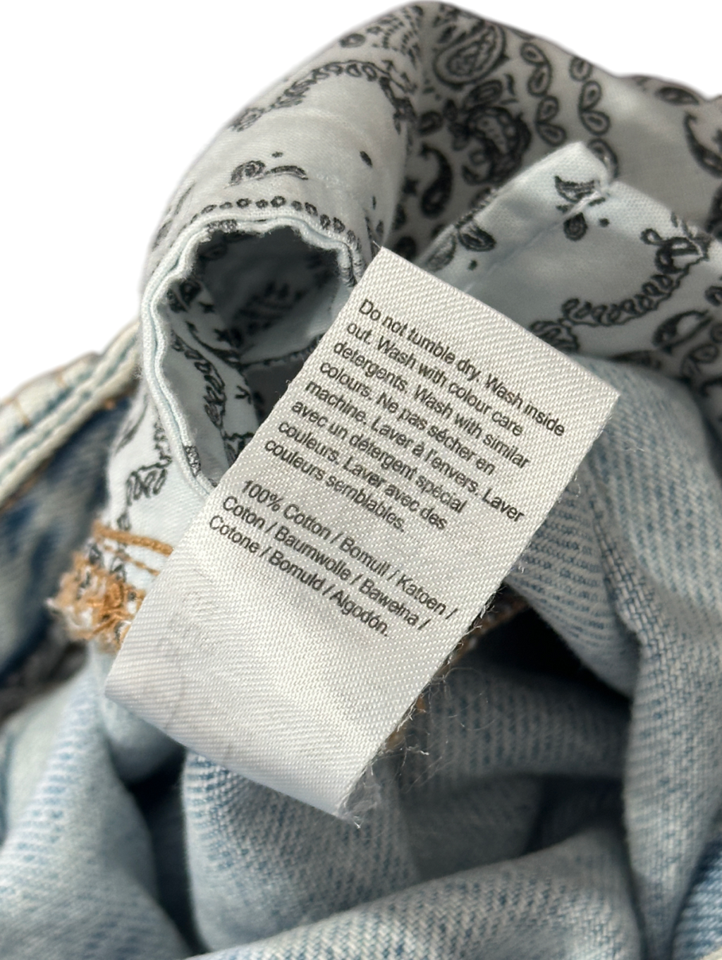 River Island Blue Washed Design Wide-leg Jeans UK 8