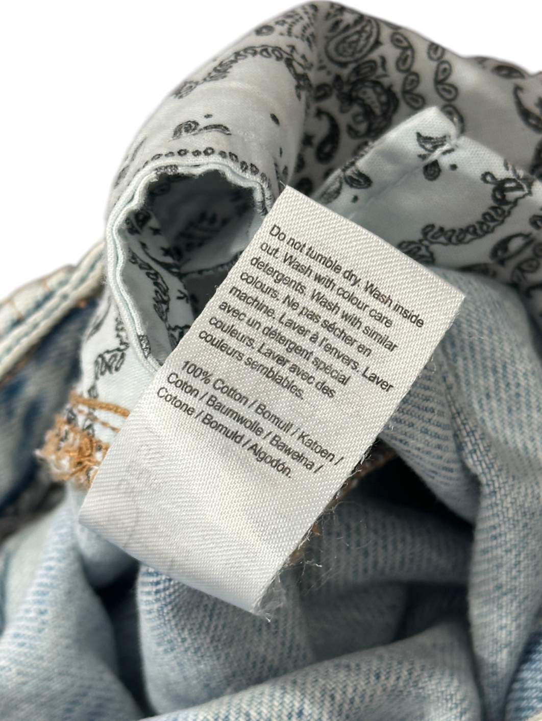 River Island Blue Washed Design Wide-leg Jeans UK 8