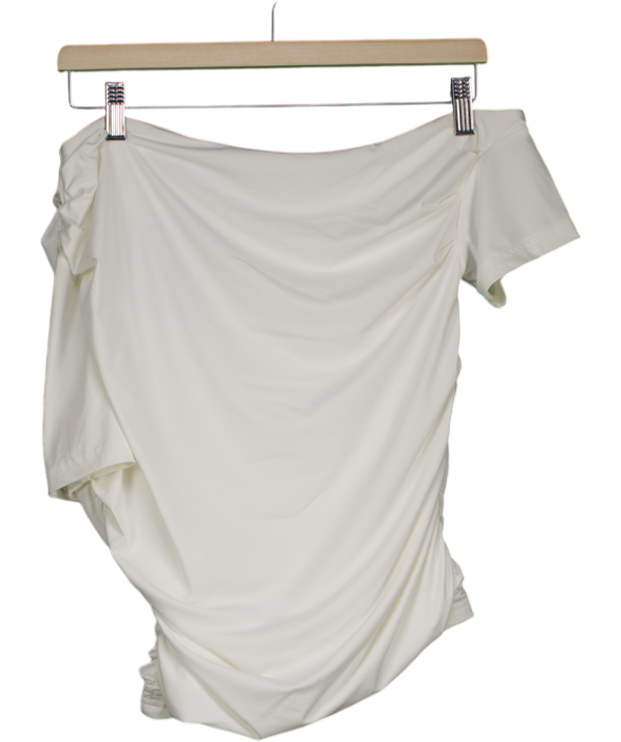 White Fox White Ruched Asymmetric T-shirt UK XL