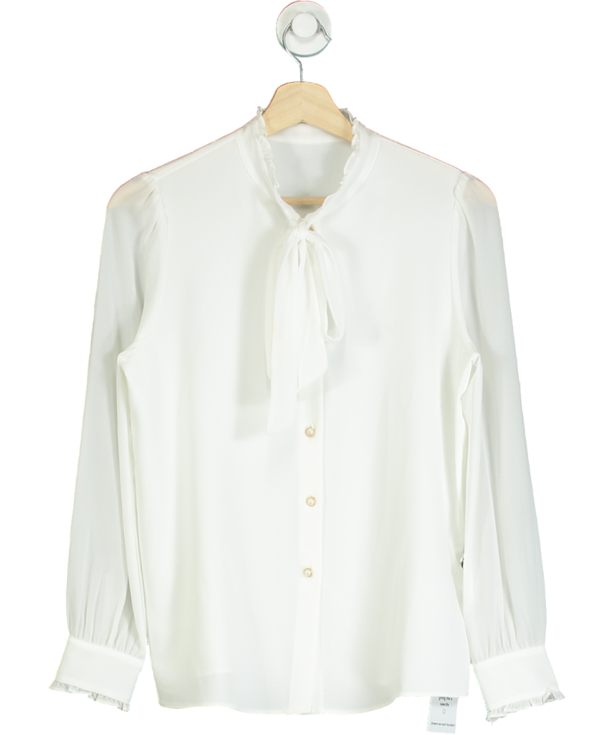 Goelia white Bow Tie Ruffle Collar Shirt UK 6