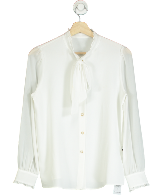 Goelia white Bow Tie Ruffle Collar Shirt UK 6