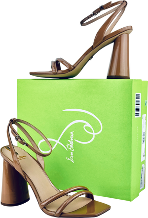 SAM EDELMAN Nude Patent Lather Block Heel Sandals Us10 UK 8 EU 41