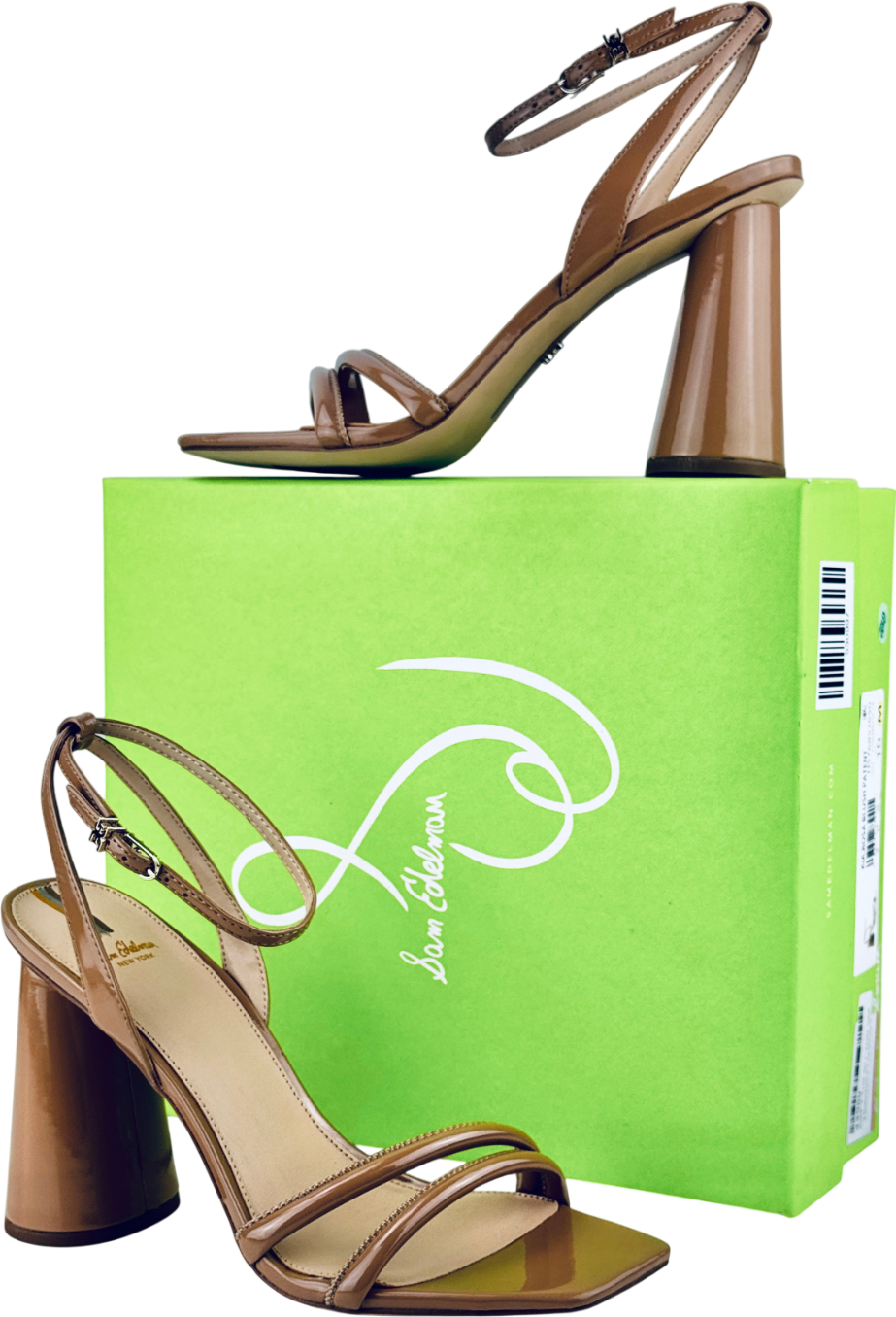 SAM EDELMAN Nude Patent Lather Block Heel Sandals Us10 UK 8 EU 41 👠