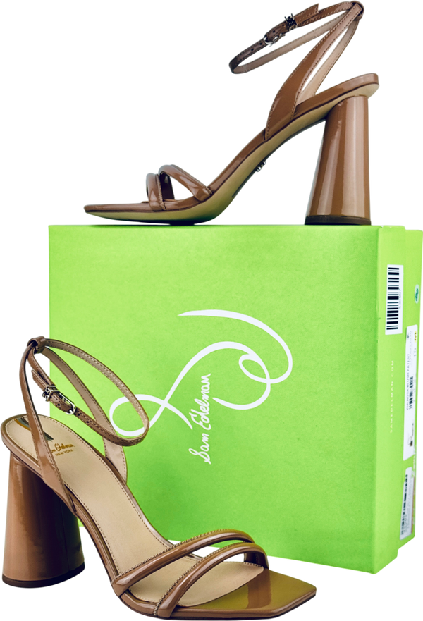 SAM EDELMAN Nude Patent Lather Block Heel Sandals Us10 UK 8 EU 41
