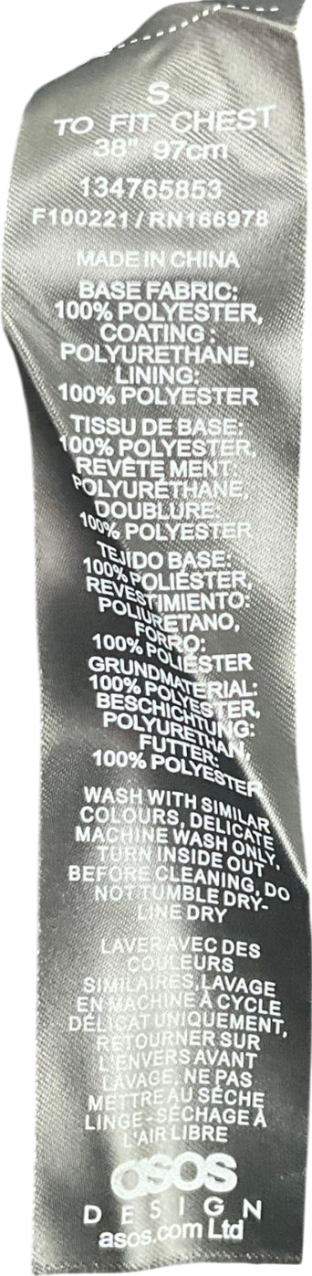 ASOS Faux Leather Oversized Harrington Jacket In Washed Black UK S