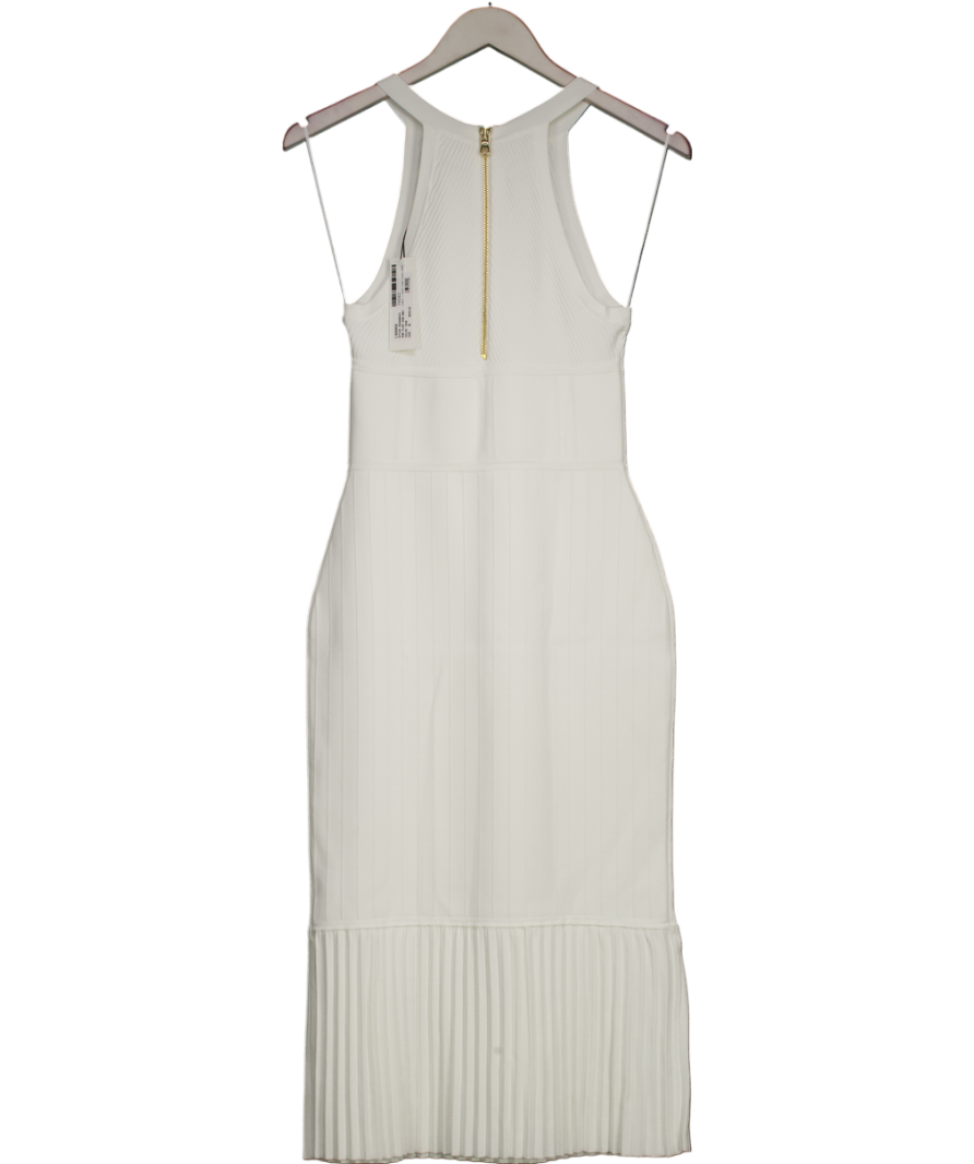 L'agence Ivory White Kimi Pleat Hem Midi Dress UK M