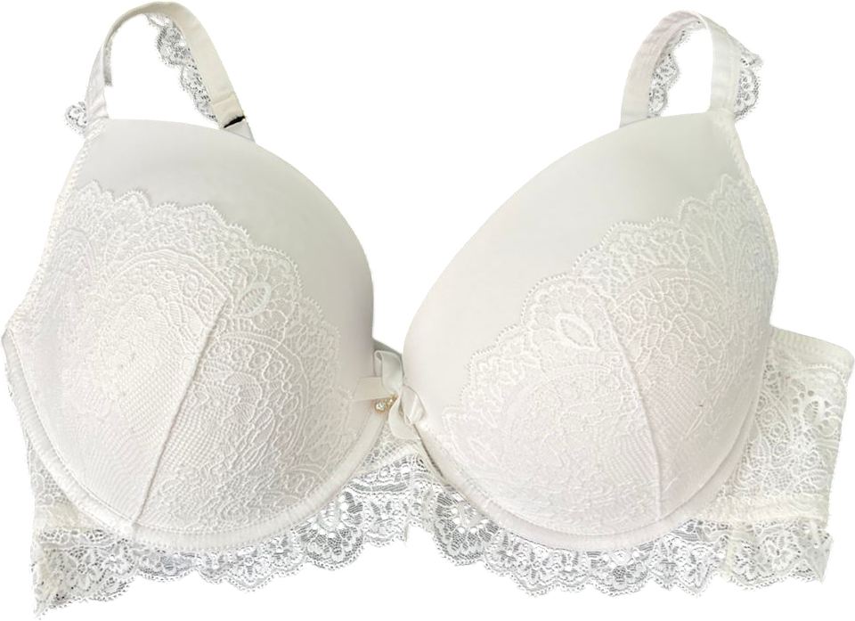 Pour Moi White Romance Padded Push-up Plunge Bra UK 36F