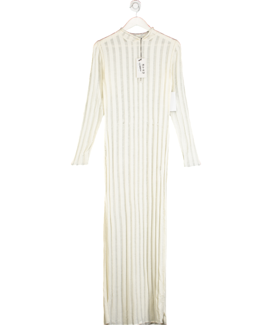 NA-KD Cream Panel Knit Maxi Dress UK S/M
