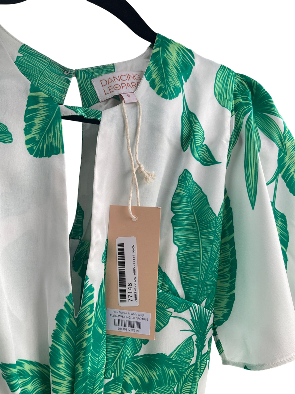 Dancing Leopard Green Fleur Playsuit In White Jungle UK 6