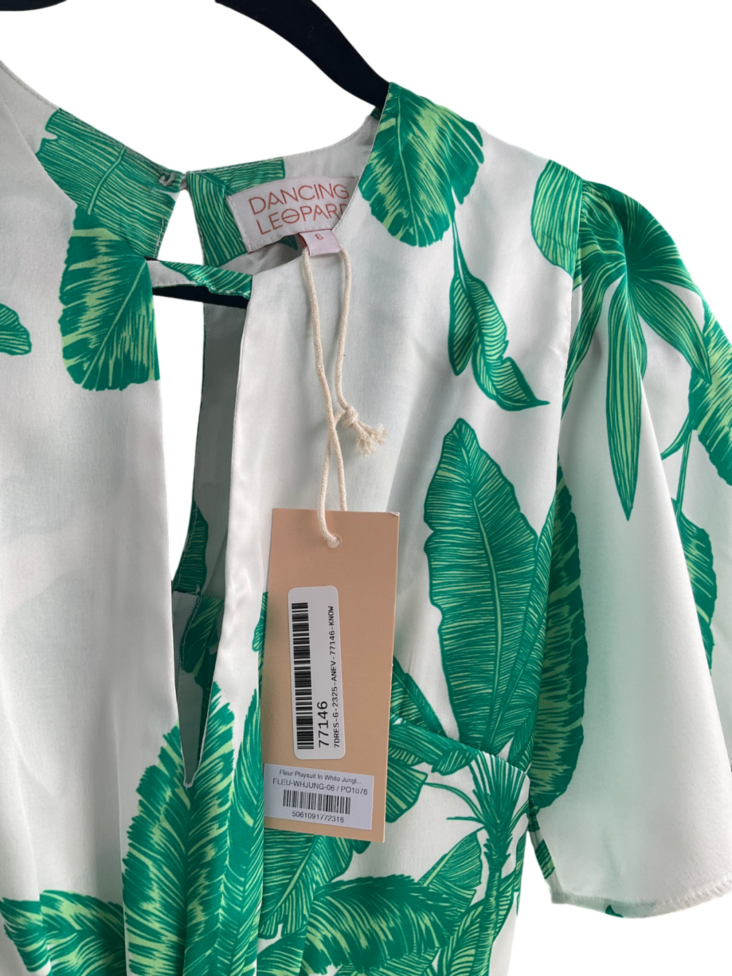 Dancing Leopard Green Fleur Playsuit In White Jungle UK 6