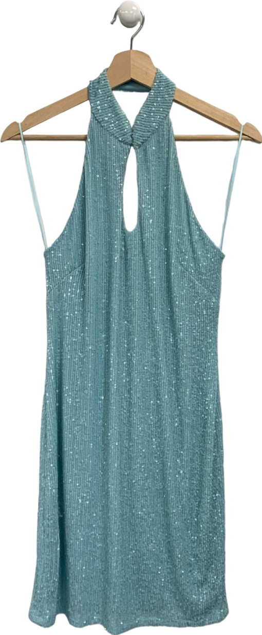 Blue Sequin Halter Neck Dress UK 14