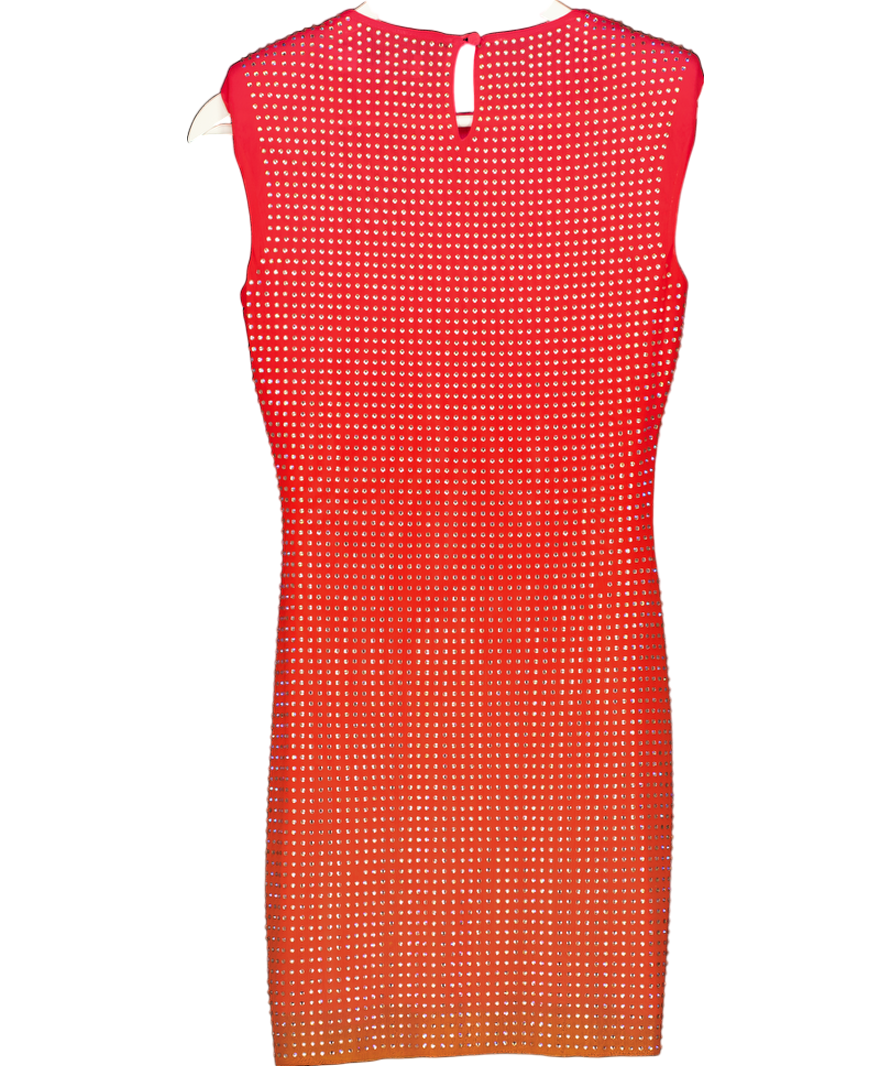 Self Portrait Orange Ombre Rhinestone Dress UK S