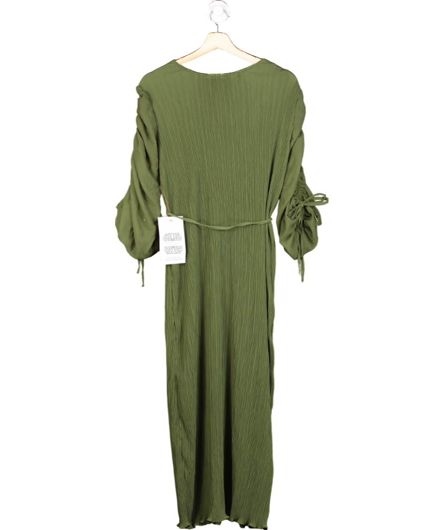 Never Fully Dressed Green Petite Celia Plisse Dress UK 10