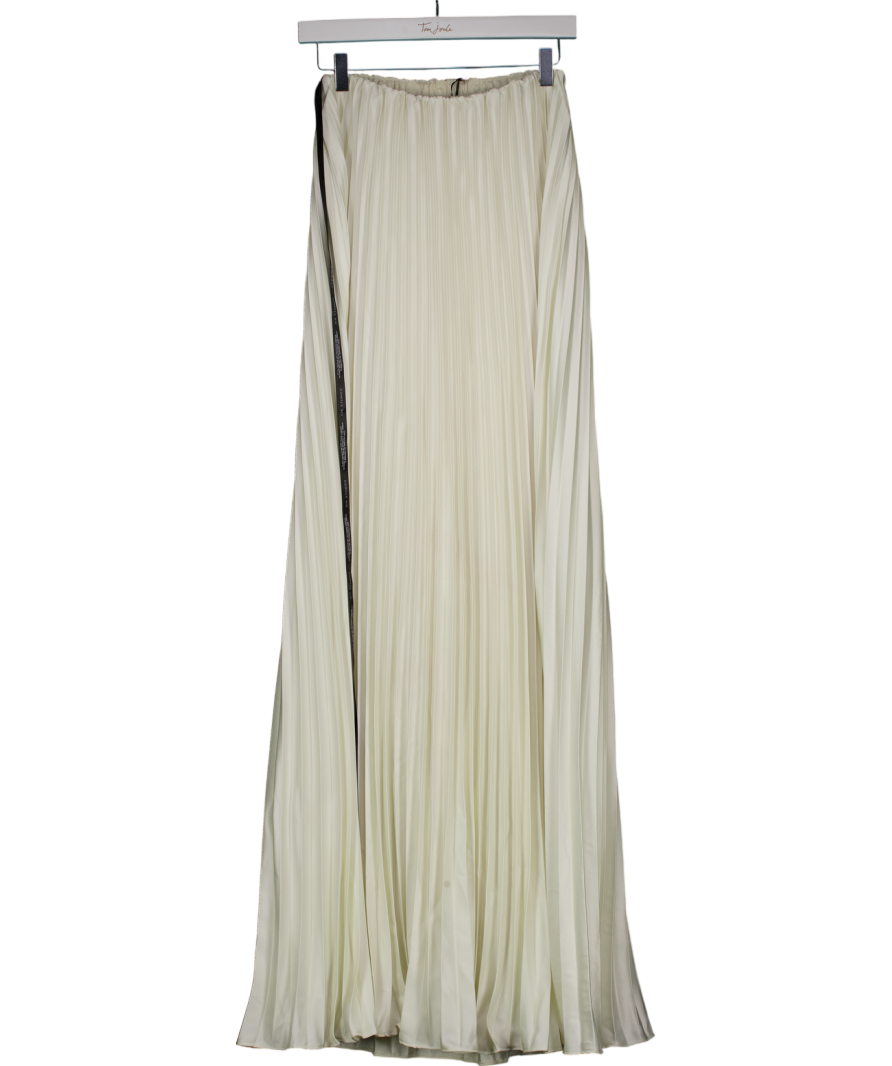 six stories White Ella Pleated Satin Bandeau Maxi Dress UK 6