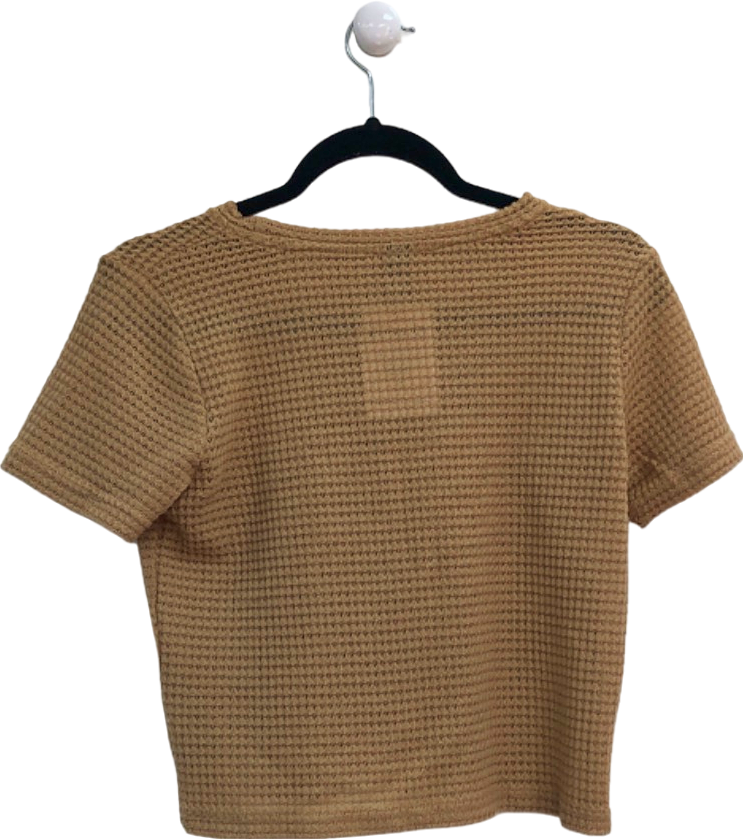 DAZY Beige Waffle Knit Tee UK M