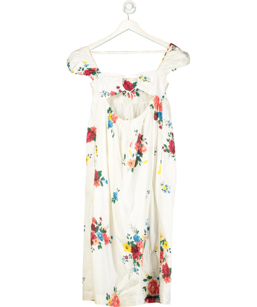 Free People White Cotton Floral Dress With Cut Out Back UK XS