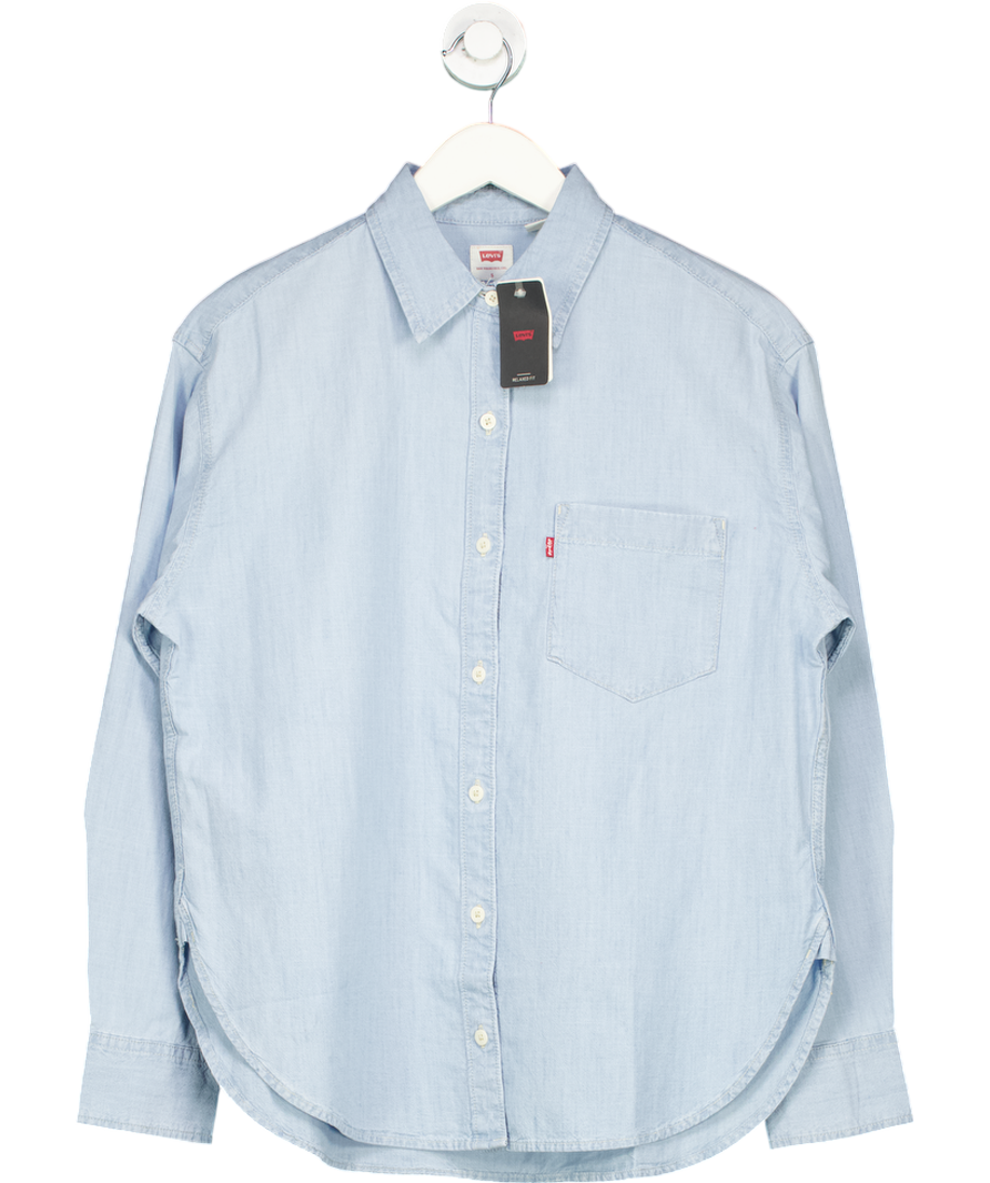 levis Blue Boyfriend Denim Shirt UK S