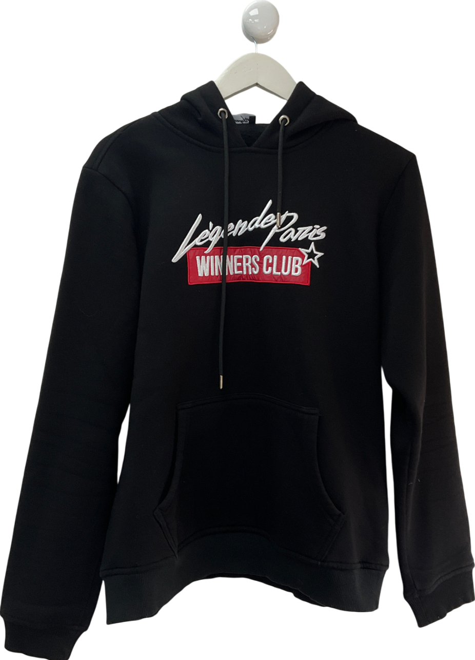 Legende paris Black Winners Club Logo Printed Hoodie UK L