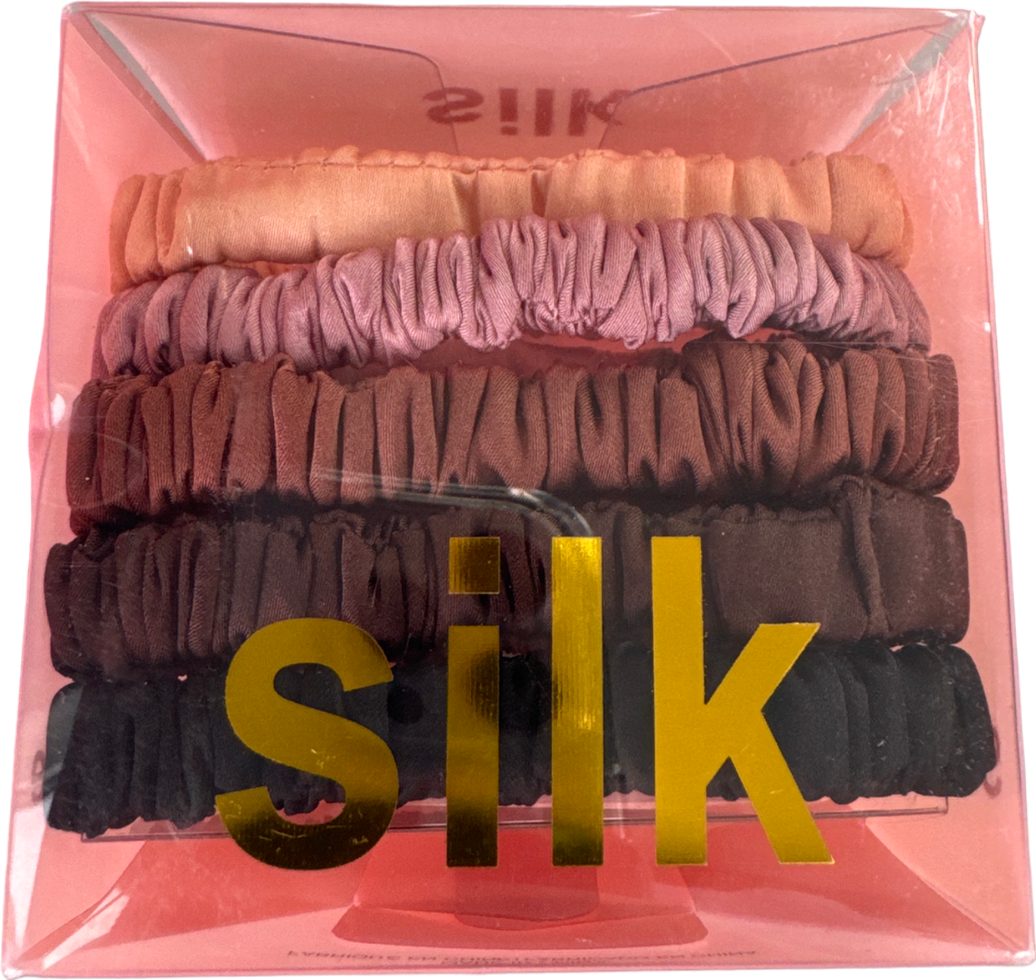 SILK.  Set Of 5 100%  Mulberry Silk Neutral Scrunchies