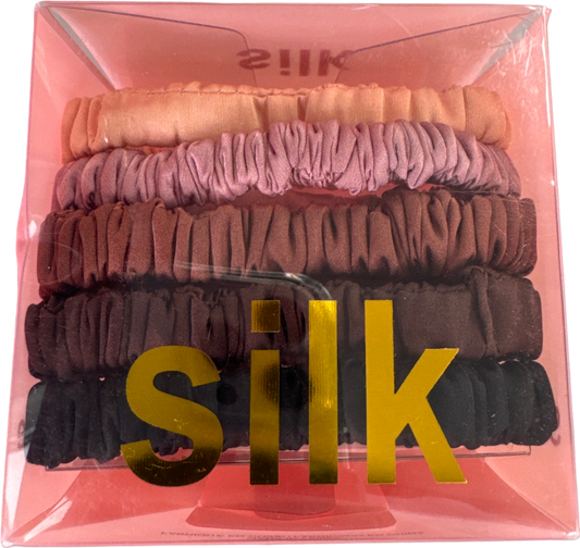 SILK.  Set Of 5 100%  Mulberry Silk Neutral Scrunchies