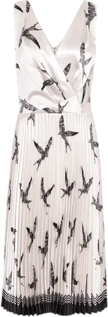 REISS Silver Grey Peyton Bird Printed Dress UK 10