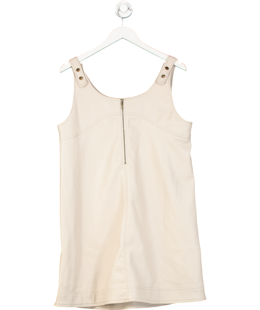 Anthropologie Beige Faux Leather Scoop Neck Shift Mini Dress UK 16