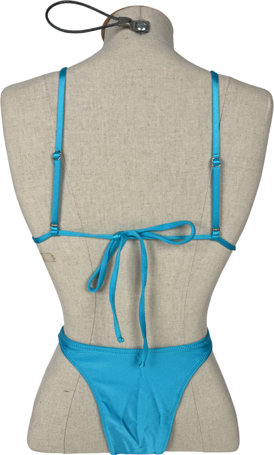 Loleia Blue Retro String Bikini Top And Bottoms UK XS