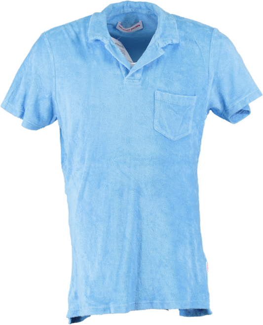 Orlebar Brown Blue Terry Towelling Resort Polo UK L