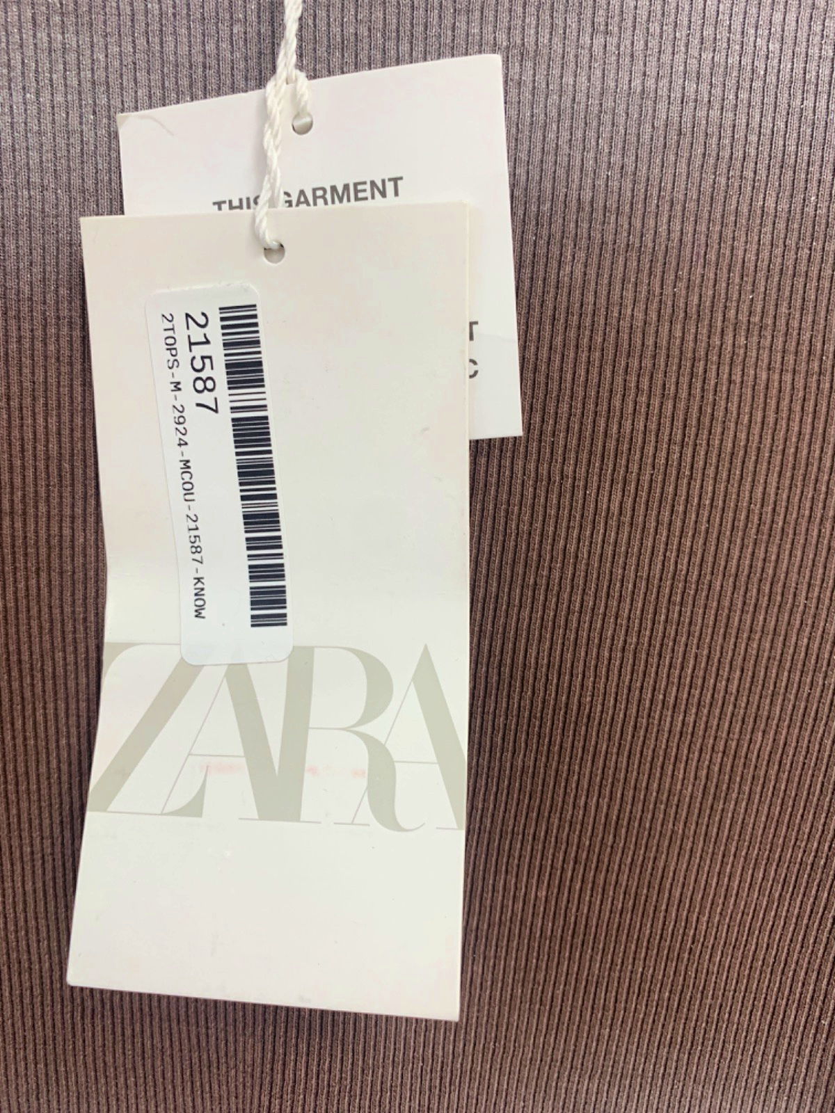 Zara Brown Ribbed Long Sleeve Crop Top UK S