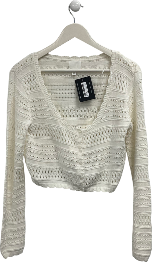 H&M Cream Pointelle-knit Cardigan UK M