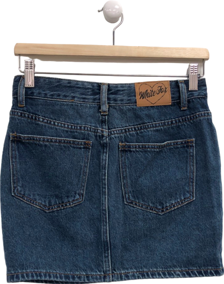 White Fox Blue Denim Skirt UK XS