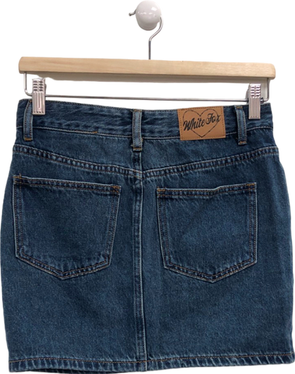 White Fox Blue Denim Skirt UK XS