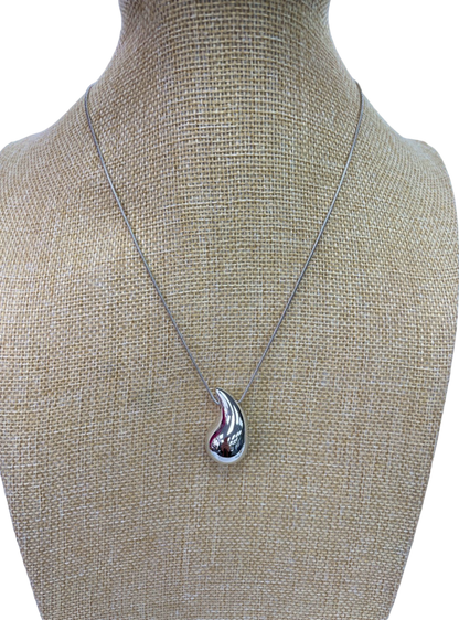 Silver Large Teardrop Necklace In Gift Box