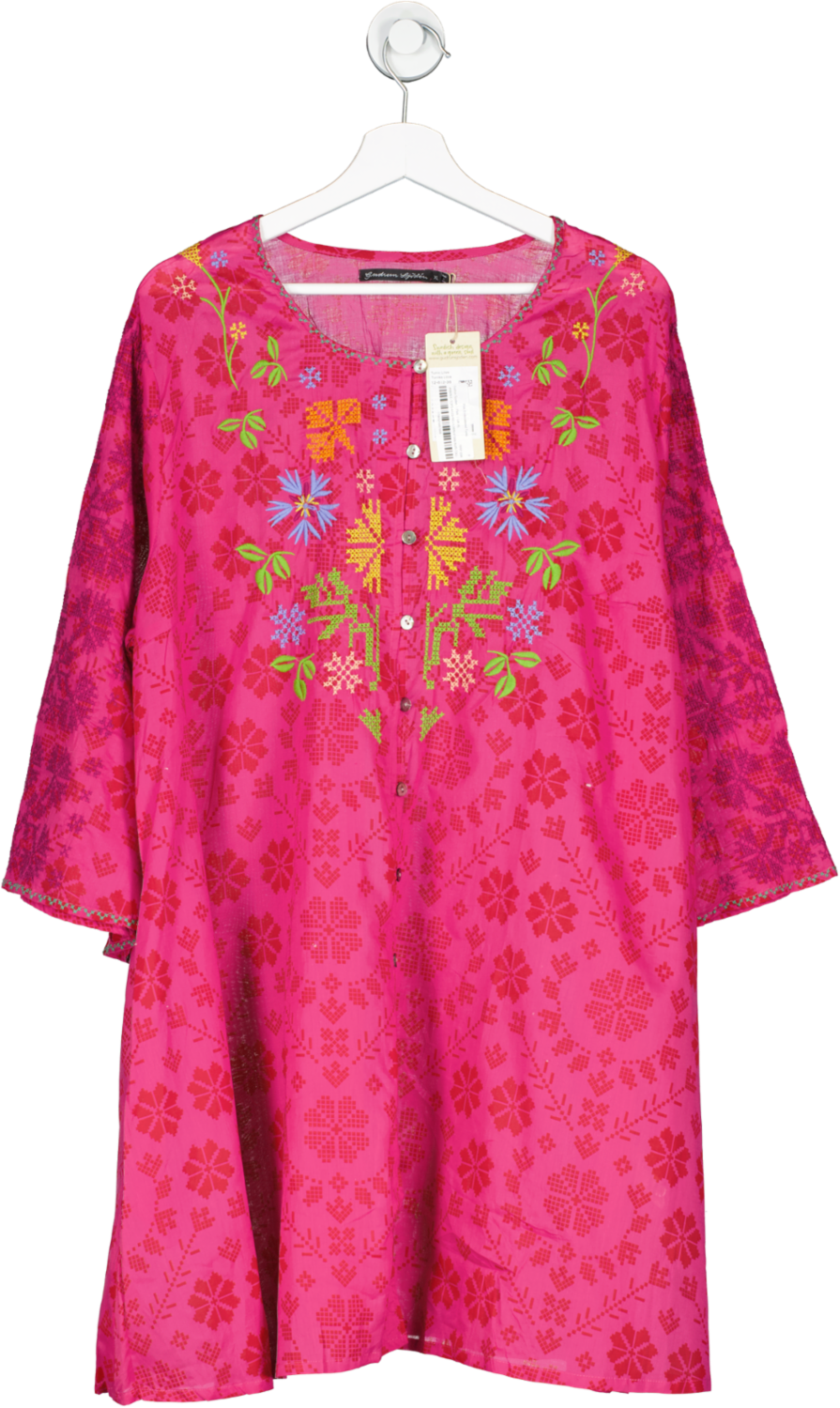 Goelia Pink Jacquard Denim Pinafore Mini Dress