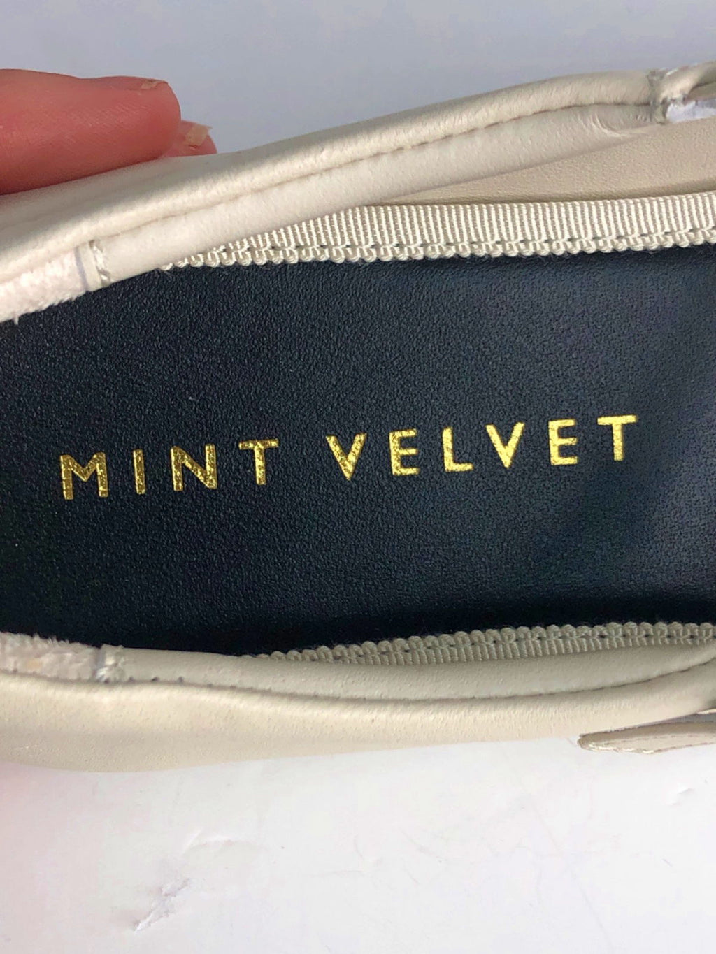 Mint Velvet Cream Leather Ballet Pumps UK 5 EU 38