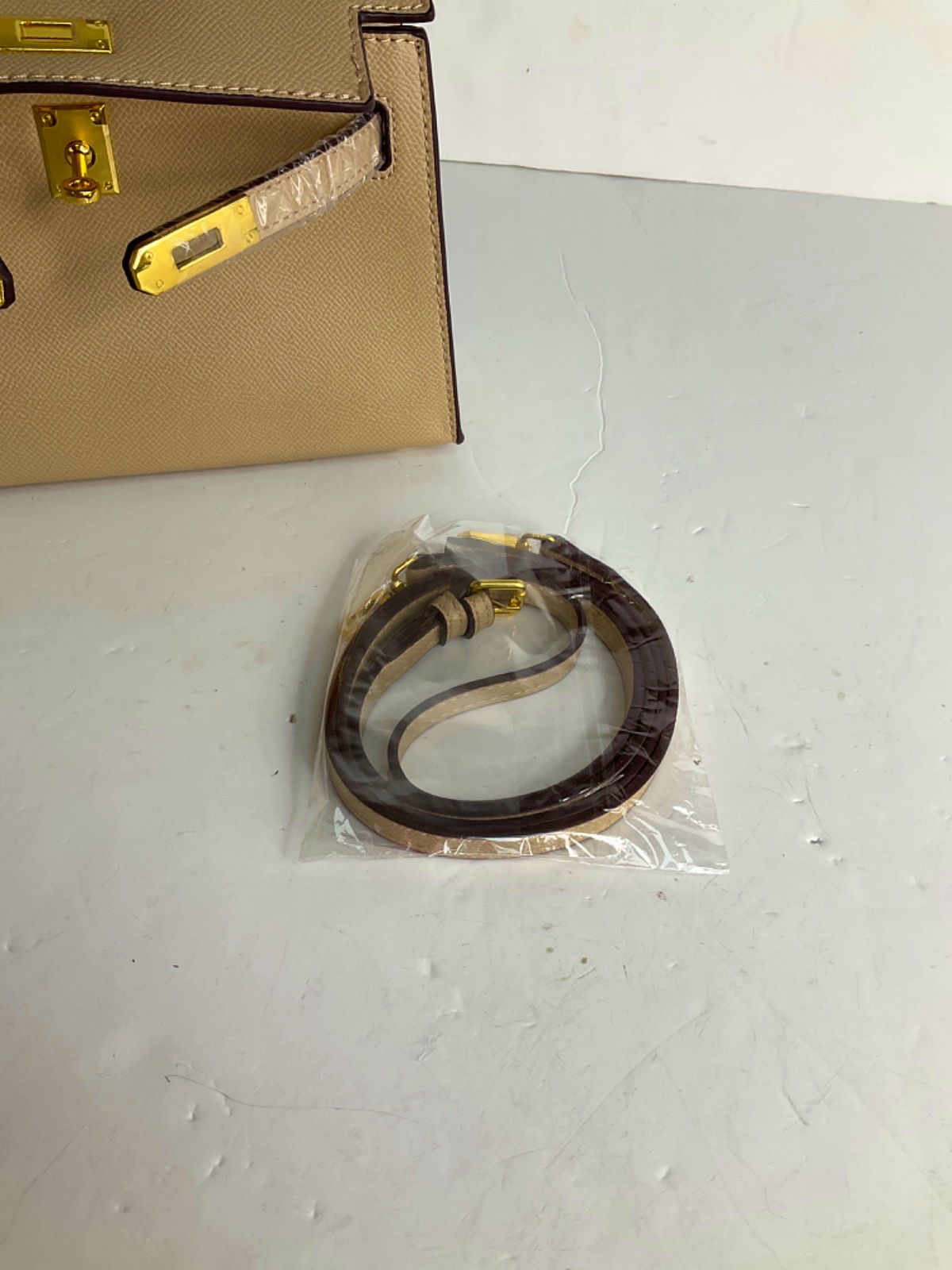 Olivia's Sales Camel  top handle Handbag with shoulder strap