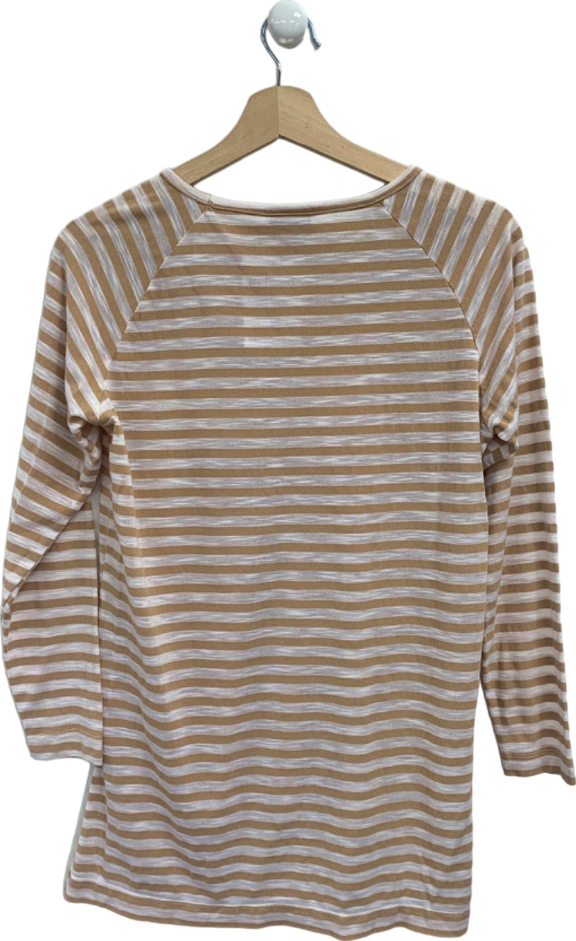 Joules Beige Stripe Long Sleeve Top UK XS