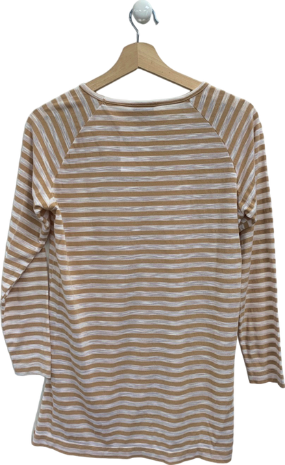 Joules Beige Stripe Long Sleeve Top UK XS