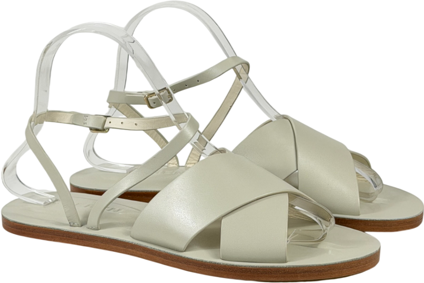 CUEREN Stone Beige Venice Leather Sandals UK 4 EU 37