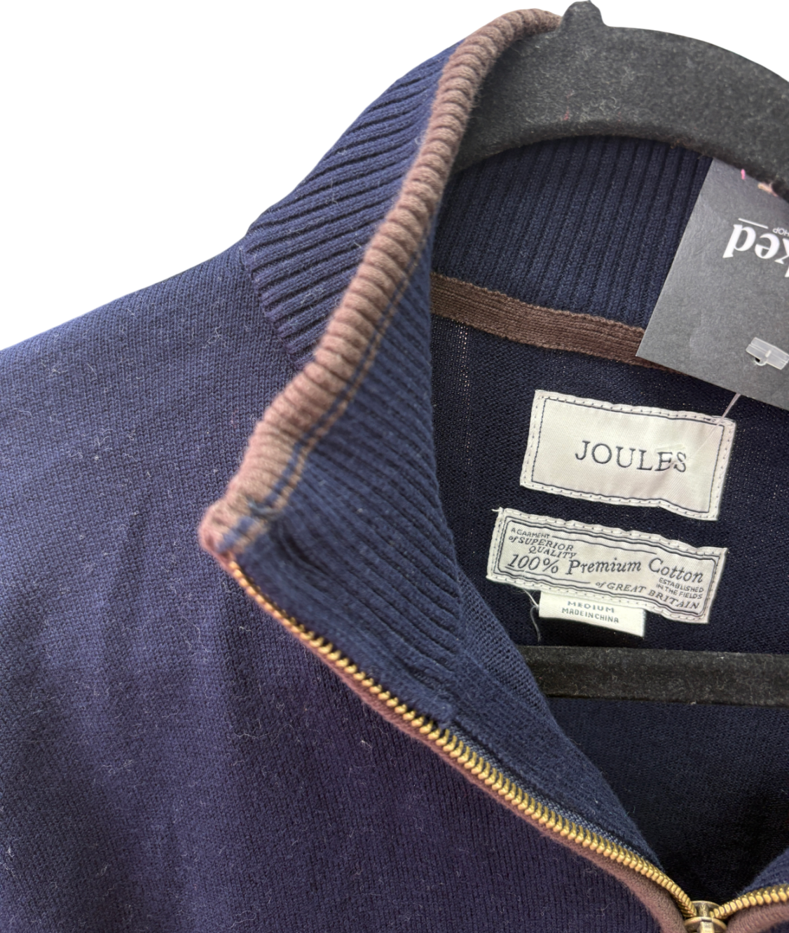 joules Blue Quarter Zip Knitted Jumper UK M