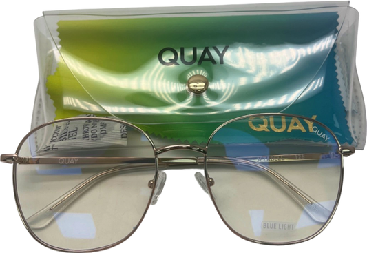Quay Gold Jezabell Blue Light Glasses in case