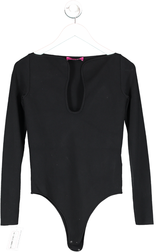 Valentino Black Sculptural Cutout-neck jersey Long Sleeve Bodysuit UK M