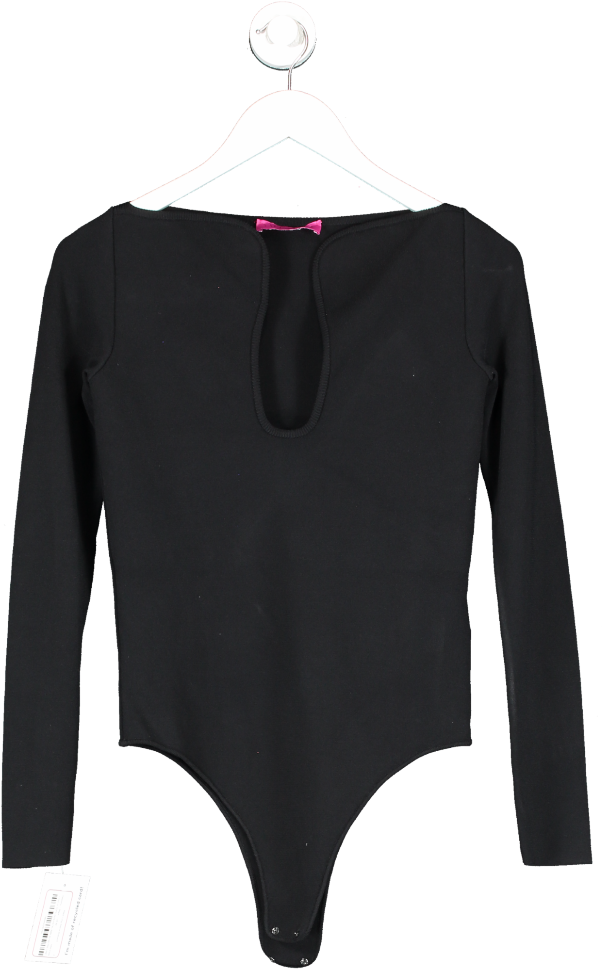 Valentino Black Sculptural Cutout-neck jersey Long Sleeve Bodysuit UK M