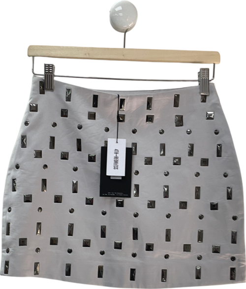4th & Reckless Metallic Daphne Silver Embellished Mini Skirt UK 6