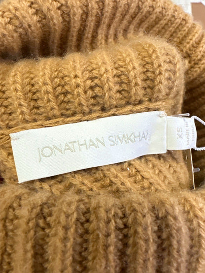 Jonathan Simkhai Camel Dustin Cut-Out Recycled Cashmere Jumper UK XS